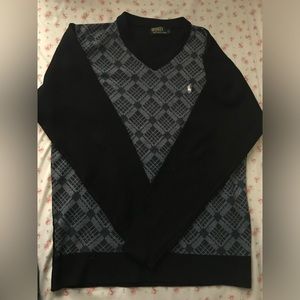 vintage polo ralph lauren dark academia plaid sweater size L